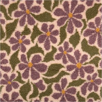 Teddystoff Jacquard Teddyplüsch Retro Blumen flieder grün apricot 1,6m Breite