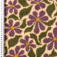 Teddystoff Jacquard Retro Blumen flieder grün apricot – Teddyplüsch Meterware mit großen Blüten Teddystoff Jacquard Retro Blumen flieder grün apricot – Teddyplüsch Meterware mit großen Blüten