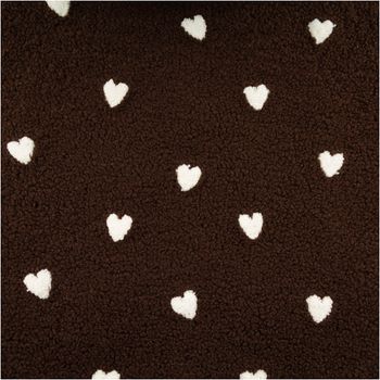 Teddystoff Teddyplüsch Herzen bestickt schokobraun creme 1,6m Breite