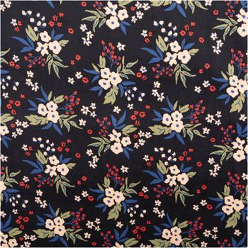 Cord Stoff Feincord Dima Blumensträuße dunkelblau rosé 1,45m Breite Feincord Stoff in dunkelblau mit Blumenmuster in Rosé, Weiß und Grün, Muster in Nahaufnahme