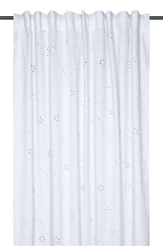 Vorhang Mariette weiß 140x240 cm – Baumwolle mit Lochstickerei und Multifunktionsband