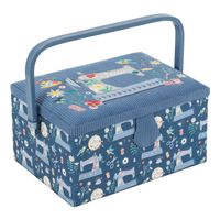 Nähkästchen Nähmaschinen bestickt blau 18,5 x 25,5 x 14,5 cm von Hobby Gift