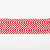 Gurtband doppeltes Zickzack rot 3,8cm flach liegend in Nahaufnahme, doppeltes Zickzack aus Polyester