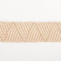 Gurtband elastisch Zickzack Jute-Optik ecru beige 5cm flach liegend in Nahaufnahme, Zickzackmuster in Jute-Optik
