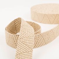 Gurtband elastisch Zickzack Jute-Optik ecru beige 5cm zur Schlaufe gelegt vor der Rolle, elastisch und griffig