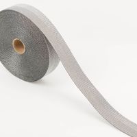 Gurtband metallic Lurex silber schwarz 4cm auf der Rolle, abgewickeltes Band mit metallischem Glanz