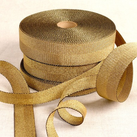 Gurtband metallic Lurex gold schwarz 4cm Breite – Farbe gold schwarz als Meterware