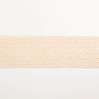 Gurtband elastisch Jute-Optik ecru 6cm flach liegend in Nahaufnahme, Struktur der Jute-Optik aus Polypropylen