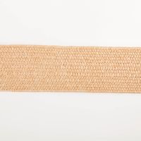 Gurtband elastisch Jute-Optik beige 6cm flach liegend in Nahaufnahme, Struktur der Jute-Optik aus Polypropylen