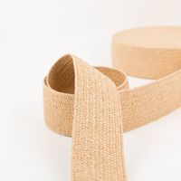Gurtband elastisch Jute-Optik beige 6cm zur Schlaufe gelegt vor der Rolle, elastisches Band