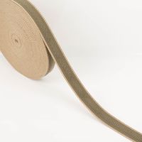Gurtband Fischgrat olivgrün 4cm auf der Rolle, abgewickeltes Band mit heller Webkante
