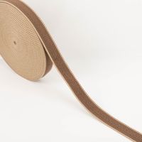 Gurtband Fischgrat braun 4cm auf der Rolle, abgewickeltes Band mit heller Webkante