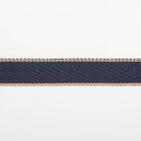 Gurtband Fischgrat dunkelblau 4cm flach liegend in Nahaufnahme, Fischgratmuster aus Baumwolle und Polyester