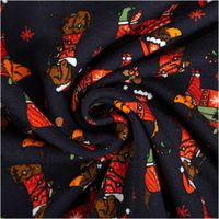 Sweat Stoff angeraut Holly Weihnachten Dackel mit Geschenken navy rot von Swafing 1,50m Breite Sweatstoff dunkelblau mit Dackel und Weihnachtsmotiven, Stoff spiralförmig gedreht