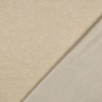 Teddystoff Beige mit umgeschlagener Ecke, lockiger Flor und gestrickte Rückseite Teddystoff Beige mit umgeschlagener Ecke, lockiger Flor und gestrickte Rückseite
