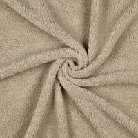 Teddystoff Sand gerafft, zeigt den weichen Fall des Kunstfells Teddystoff Sand gerafft, zeigt den weichen Fall des Kunstfells