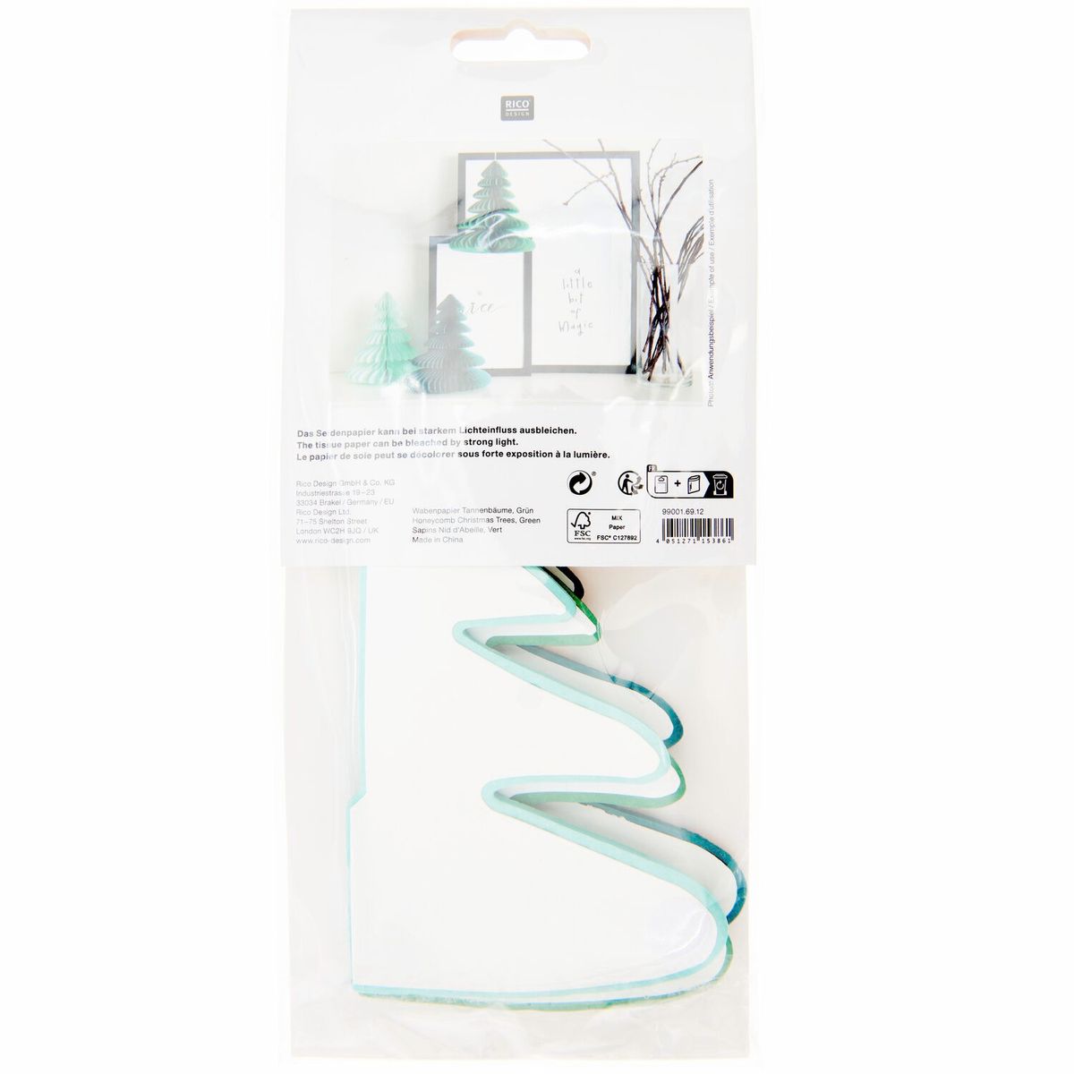 Wabenpapier Tannenbäume grün 20 cm 3 Stück von Rico Design – weitere Ansicht 2 Wabenpapier Tannenbäume grün 20 cm 3 Stück von Rico Design – weitere Ansicht 2