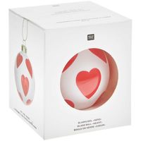 Glaskugel weiß mit roten Herzen 8 cm von Rico Design – weitere Ansicht