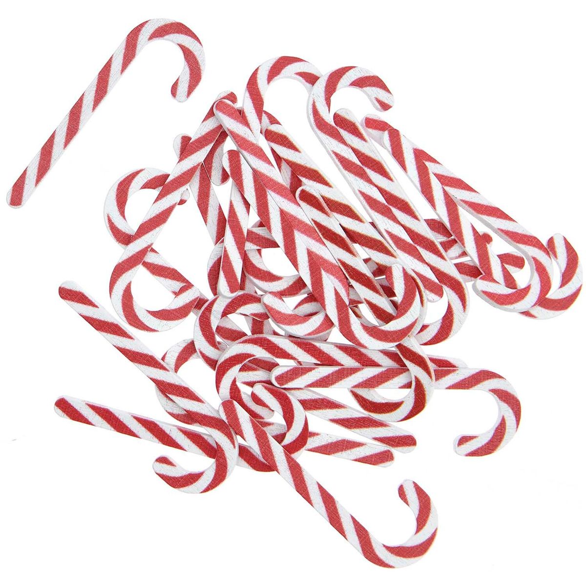 Holzstreu Zuckerstangen rot weiß 16 x 45 mm von Rico Design Holzstreu Zuckerstangen rot weiß 16 x 45 mm von Rico Design – 24 Stück Streudeko aus Holz für Weihnachten