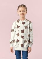 Kind im Hoodie aus French Terry mit Bären wollweiß braun – Nähbeispiel Kind im Hoodie aus French Terry mit Bären wollweiß braun – Nähbeispiel