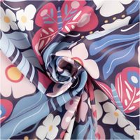 Regenjackenstoff Aqua Protect wasserdicht soft Schmetterlinge Blumen marineblau rosa 145cm Breite bunter Regenjackenstoff mit Schmetterlingen und Blumenmotiv, weich zur Spirale gedreht
