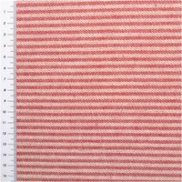 Dekostoff Dobby Streifen 3mm rot beige 1,40m Breite roter und beiger Dobby-Stoff mit feinem Streifenmuster, flach ausgebreitet und mit Maßband am Rand