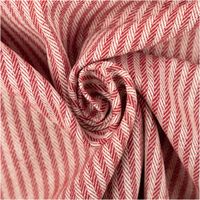Dekostoff Dobby Streifen 3mm rot beige 1,40m Breite Stoff mit rot-beigem Streifenmuster in einer Spirale gelegt, feine Dobby-Struktur gut sichtbar