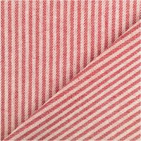 Dekostoff Dobby Streifen 3mm rot beige 1,40m Breite Dobby-Gewebe mit diagonalen rot-beigen Streifen, Stoffkante umgeschlagen, Muster und Struktur deutlich erkennbar