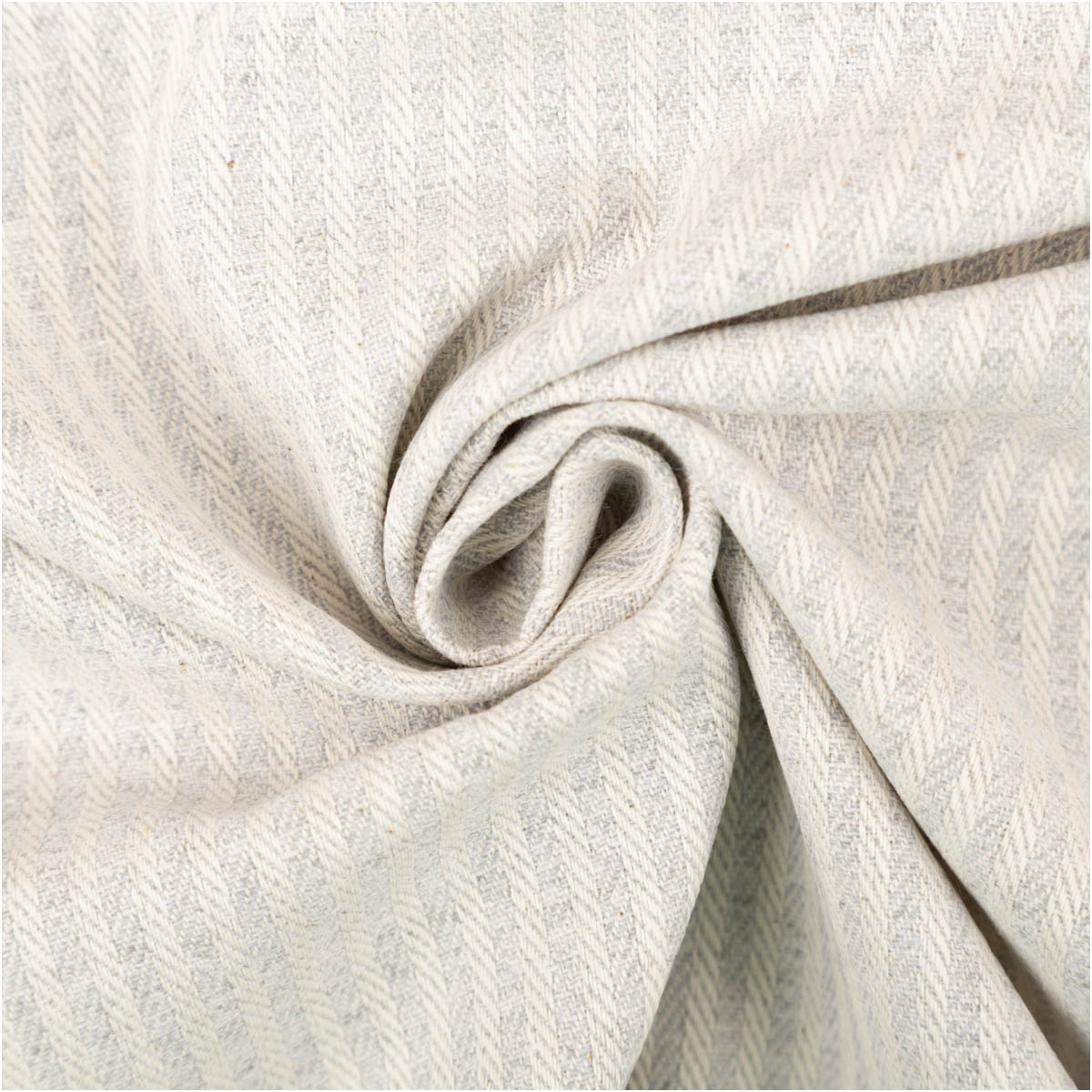Dekostoff Dobby Streifen 3mm hellgrau beige 1,40m Breite hellgrau-beiger Dobby Stoff mit feinem Streifenmuster, locker zur Spirale gedreht