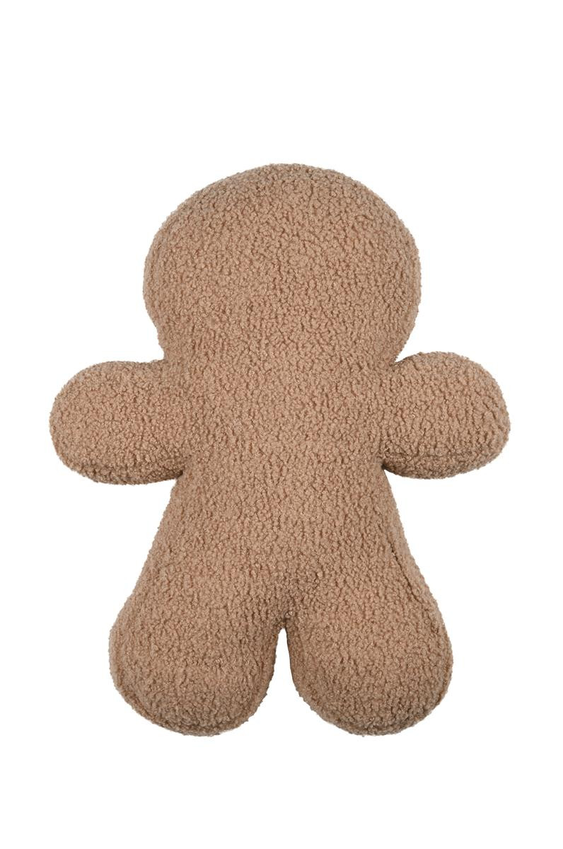 Rückseite des Lebkuchenmann-Kissens aus Plüsch in Camel, uni ohne Stickerei Rückseite des Lebkuchenmann-Kissens aus Plüsch in Camel, uni ohne Stickerei