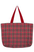 Shopper im Tartan-Karo rot grün mit roten Henkeln Shopper im Tartan-Karo rot grün mit roten Henkeln