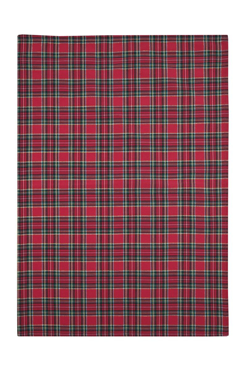 Geschirrtuch im Tartan-Karo rot grün mit Lurexfäden