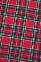 Nahaufnahme Tartan-Karo des Geschirrtuchs in Rot, Grün und Gold