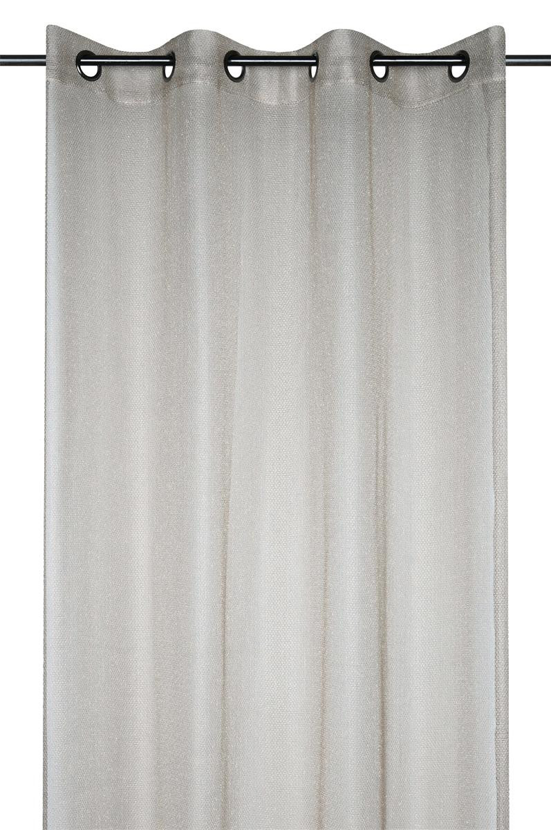 Ösenvorhang aus Voile in Leinenoptik in Natur mit Metallösen an einer Stange