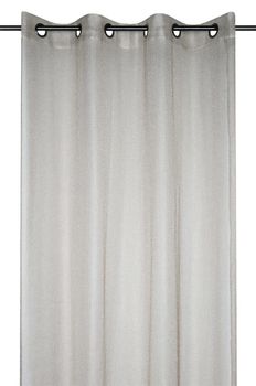 Ösenvorhang aus Voile in Leinenoptik in Natur mit Metallösen an einer Stange Ösenvorhang aus Voile in Leinenoptik in Natur mit Metallösen an einer Stange