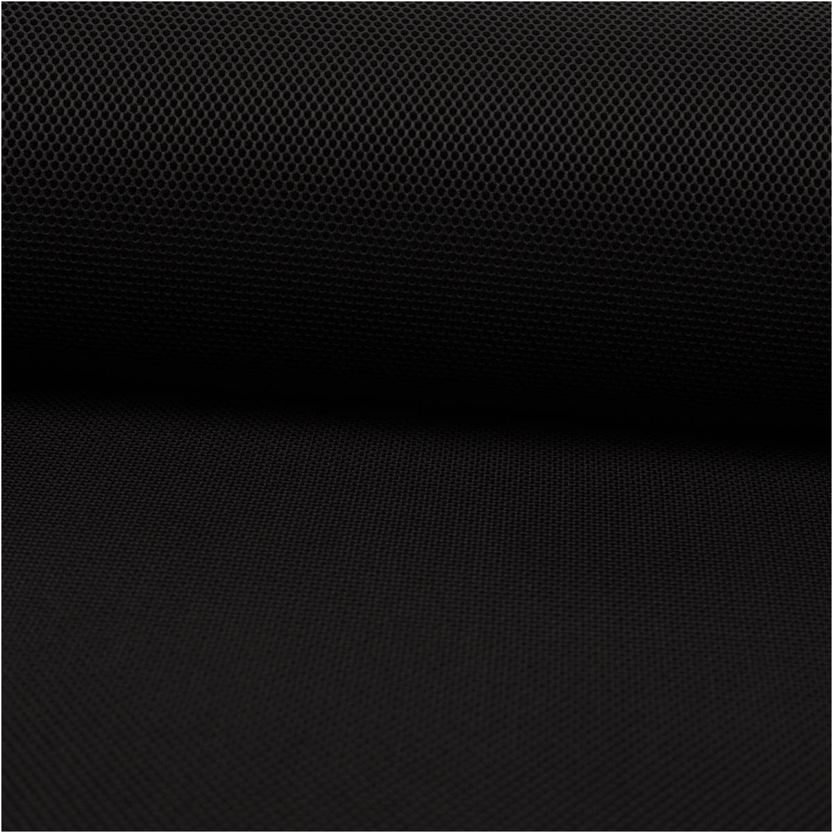 Mesh Stoff 3D Wabenstruktur Martindale 30.000 schwarz 150cm Stoffbreite schwarzer Mesh Stoff mit Wabenstruktur als Rolle fotografiert